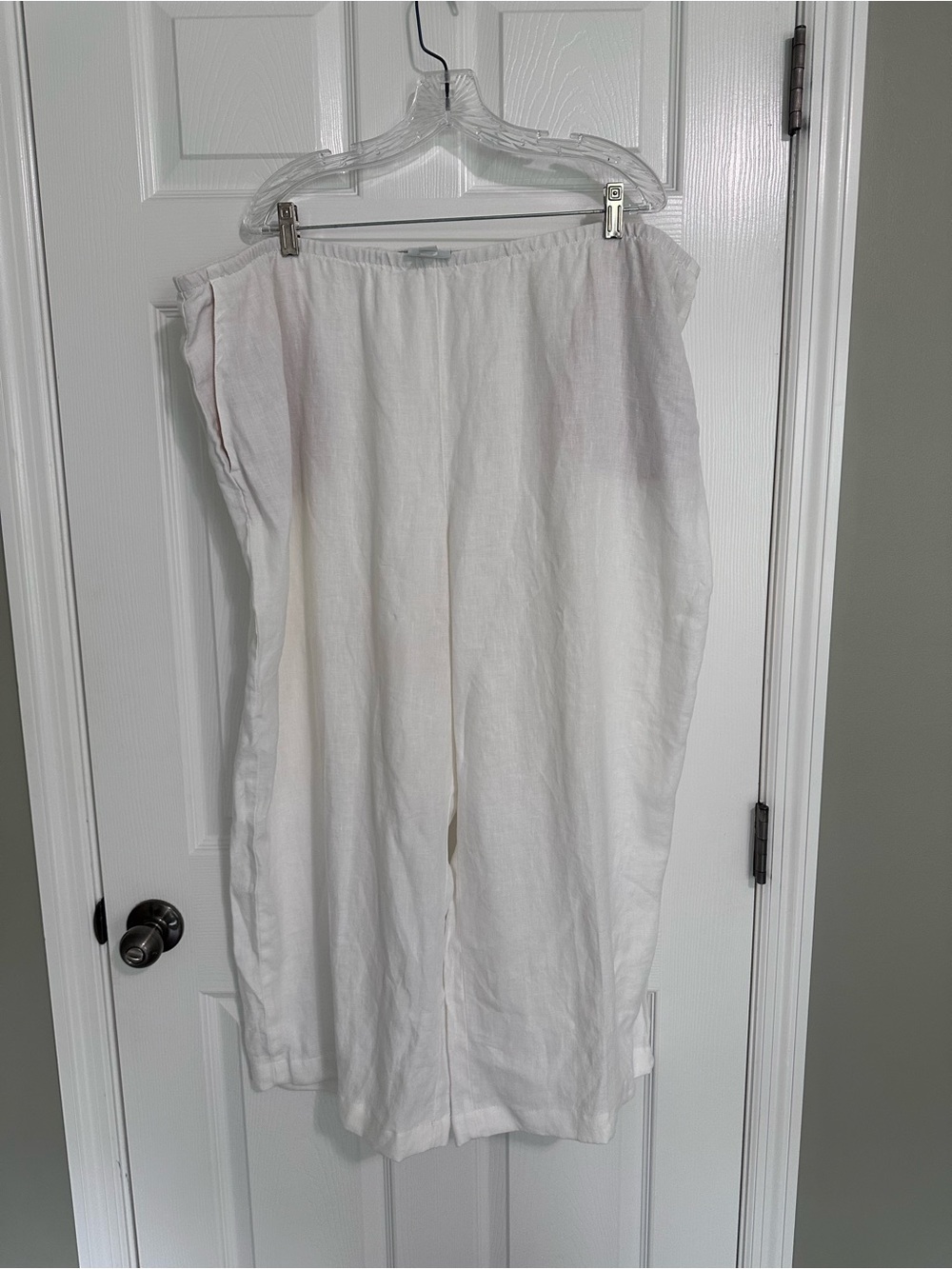 J. Jill White Cropped Wide-Leg Linen Pants